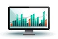 computer screen with charts windows vector flat isolated illustration