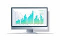 computer screen with charts windows vector flat isolated illustration