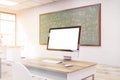 Computer screen in classroom. Royalty Free Stock Photo