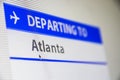 Computer screen close-up of flight to Atlanta Royalty Free Stock Photo