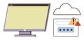 Computer Screen and Cloud Authentication Error with Security Alert Warnings Royalty Free Stock Photo
