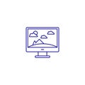 Computer screen desktop monitor line icon. Pc display presentation Royalty Free Stock Photo