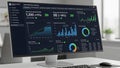 Computer screen displaying business analytics dashboard Royalty Free Stock Photo