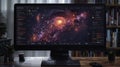 A Computer Screen Displaying a Galaxy Map With Connected Stars and Data
