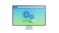 Computer screen displaying gear icon and progress bar Royalty Free Stock Photo