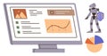 Data Analysis on Screen with Robot and Chart Representing Technology and Artificial Intelligence Royalty Free Stock Photo