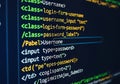 Computer screen displaying H T M L code with syntax highlighting Royalty Free Stock Photo