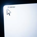 Of a computer screen displaying a large black digital cursor arrow Royalty Free Stock Photo