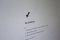 No Internet Connection Error on a Computer Screen