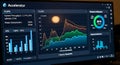 Computer screen displaying performance metrics and data visualizations for analysis Royalty Free Stock Photo