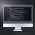 Computer screen displaying programming code. Software development concept. Royalty Free Stock Photo