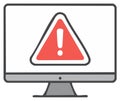 Computer Screen Displaying a Red Warning Triangle Alert Icon for a System Error or Security Threat Royalty Free Stock Photo