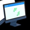 Computer Screen Displaying Sync Arrows and Browser Window Royalty Free Stock Photo