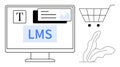 Learning Management System Interface with Shopping Cart and Minimal Elements Royalty Free Stock Photo