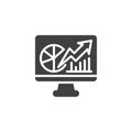 Computer screen displaying various financial charts and graphs vector icon