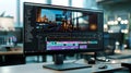 Computer Screen Displaying Video Editing Software Interface Royalty Free Stock Photo
