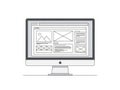 Computer screen displaying web design wireframe Royalty Free Stock Photo
