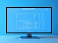 Computer Screen Displaying Web and Mobile App Wireframe Design Royalty Free Stock Photo