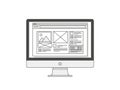 Computer screen displaying wireframe design Royalty Free Stock Photo