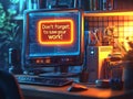 computer screen displays bright pop up reminder urging users save their work
