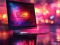 computer screen displays glowing reminder message urging users save their work. notification stands out against blurred