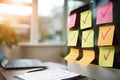 A computer screen displays sticky notes with checkmarks Royalty Free Stock Photo