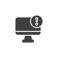 Computer screen with an exclamation mark vector icon Royalty Free Stock Photo
