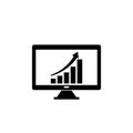 Computer screen with financial charts and graphs icon isolated on white background Royalty Free Stock Photo