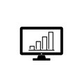 Computer screen with financial charts and graphs icon isolated on white background Royalty Free Stock Photo