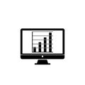 Computer screen with financial charts and graphs icon isolated on white background Royalty Free Stock Photo
