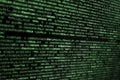 Computer screen with HTML code in green over bkack background.. Royalty Free Stock Photo