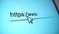 A computer screen with \'https: www.\' and a cursor, ready to browse the internet Royalty Free Stock Photo