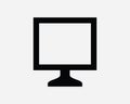 Computer Monitor Screen Icon. PC Desktop Digital Display TV Television LCD LED Square Frame Sign Symbol Artwork Clipart Vector Royalty Free Stock Photo