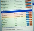 Computer screen with internet pages and internet data not working down