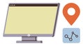 Computer Screen with Location Pin and Analytics Icon Data Navigation and Tracking Royalty Free Stock Photo
