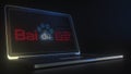 Computer screen with the logo of BAIDU made with source code. Editorial conceptual 3d rendering Royalty Free Stock Photo