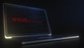 Computer screen with the logo of CVS PHARMACY made with source code. Editorial conceptual 3d rendering Royalty Free Stock Photo