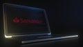 SANTANDER logo made with computer code on the laptop screen. Editorial conceptual 3d rendering