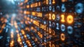 A computer screen with many numbers of different colors and sizes, binary code. Royalty Free Stock Photo