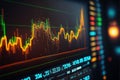Computer screen monitors with statistic financial graphs, analytics and statistics, Generative Ai Royalty Free Stock Photo