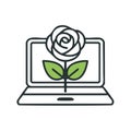 Computer Screen with Rose Blossom: Digital Bloom and Tech Nature Hybrid Royalty Free Stock Photo