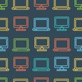 Computer Screen Symbol Seamless Pattern Background. Vector