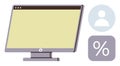 Computer Screen with User Profile and Percentage Symbol Data Analysis and User Insights Royalty Free Stock Photo