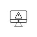 Computer screen with warning alert virus outline icon