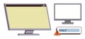 Computer screens with error notification and incomplete URL warning icon Royalty Free Stock Photo