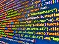 Computer script coding source code on desktop monitor. Computing, cyberspace , future and innovation concept. Computer program. Royalty Free Stock Photo