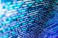 Computer script coding source code on desktop monitor. Screen of code for overlay background. Software background technology. The Royalty Free Stock Photo
