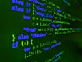 Computer script coding source code on desktop monitor. Software developer programming code. Web or application development, Royalty Free Stock Photo