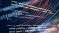 Computer script. Software background. Source code photo. Website programming code. Programmer developer screen. Developer working Royalty Free Stock Photo