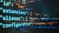 Computer script. Software background. Source code photo. Website programming code. Programmer developer screen. Developer working Royalty Free Stock Photo